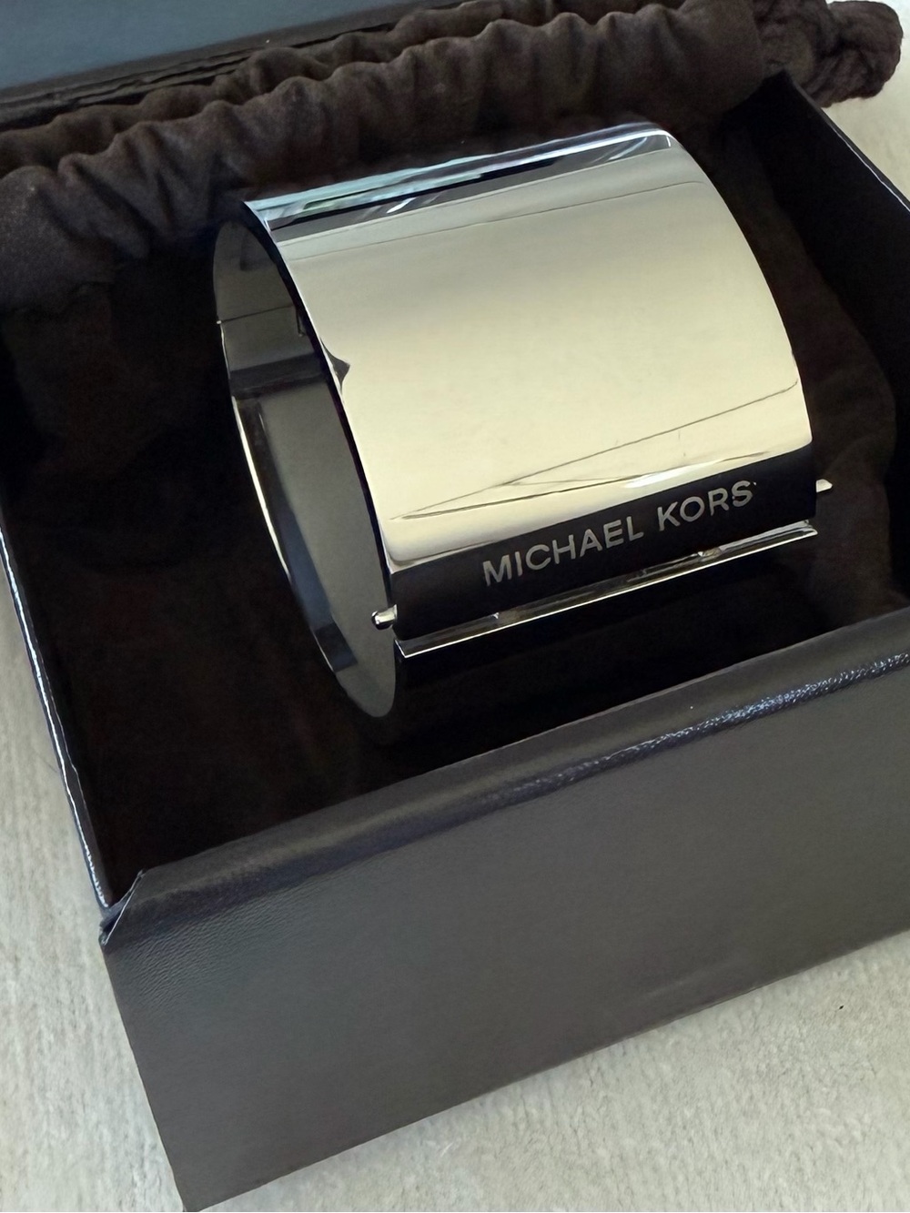 Michael Kors Women’s Silver Statement Hinged Cuff Bracelet